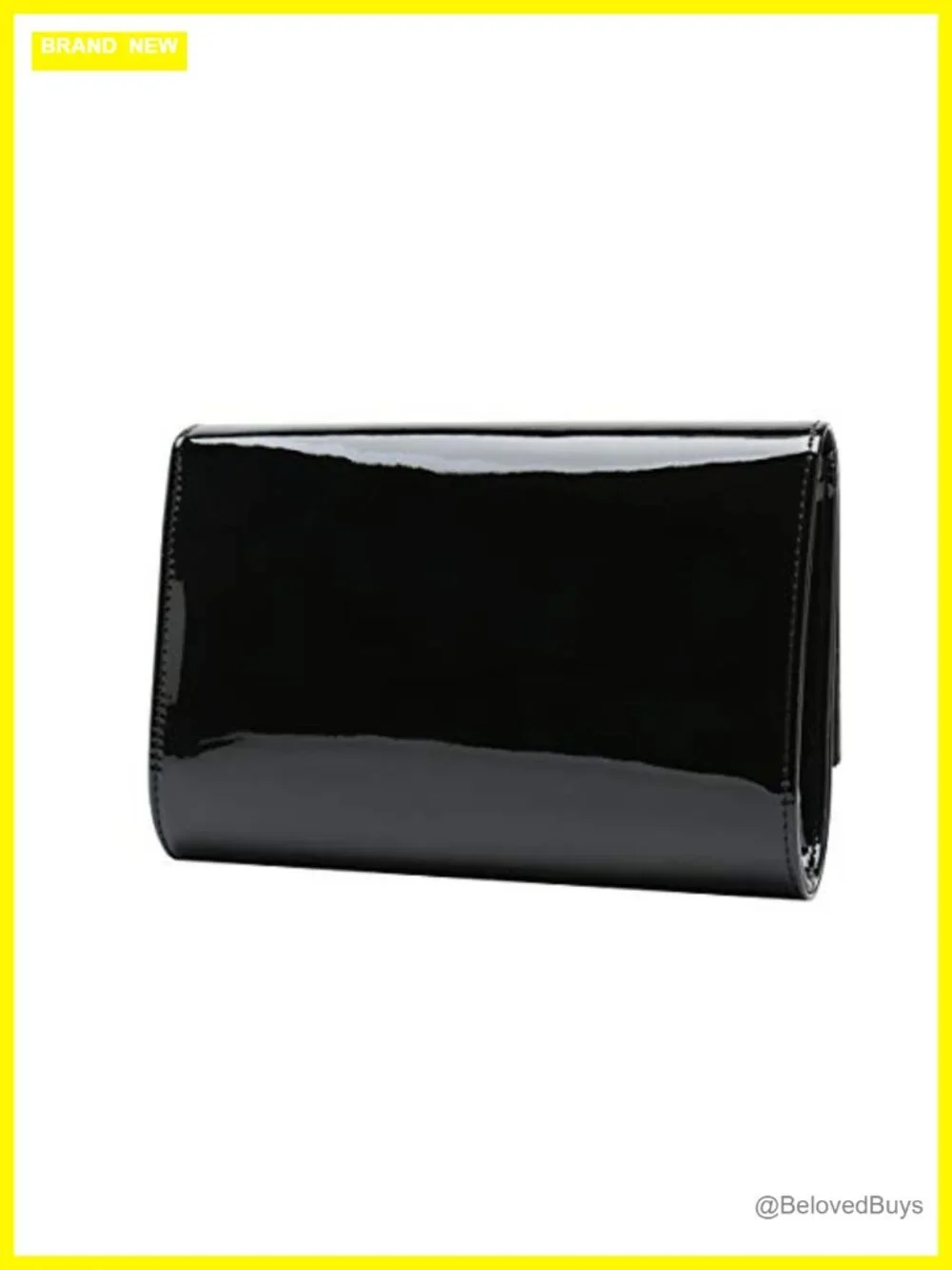 Patent Vegan Leather Flap Clutch Evening Bag Chain Strap